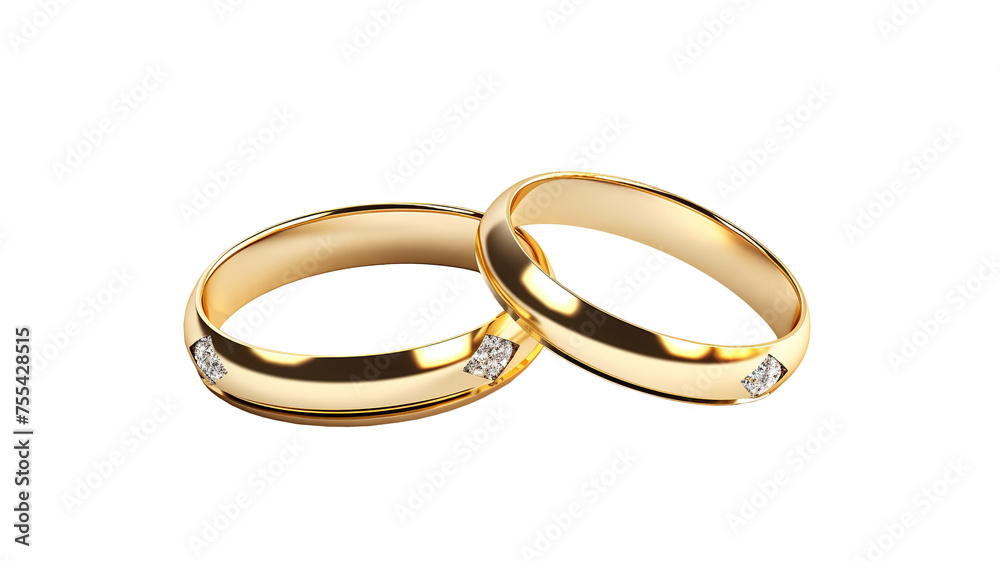 Gold rings for marriage isolated on pure white background Gold rings for marriage isolated on pure white background