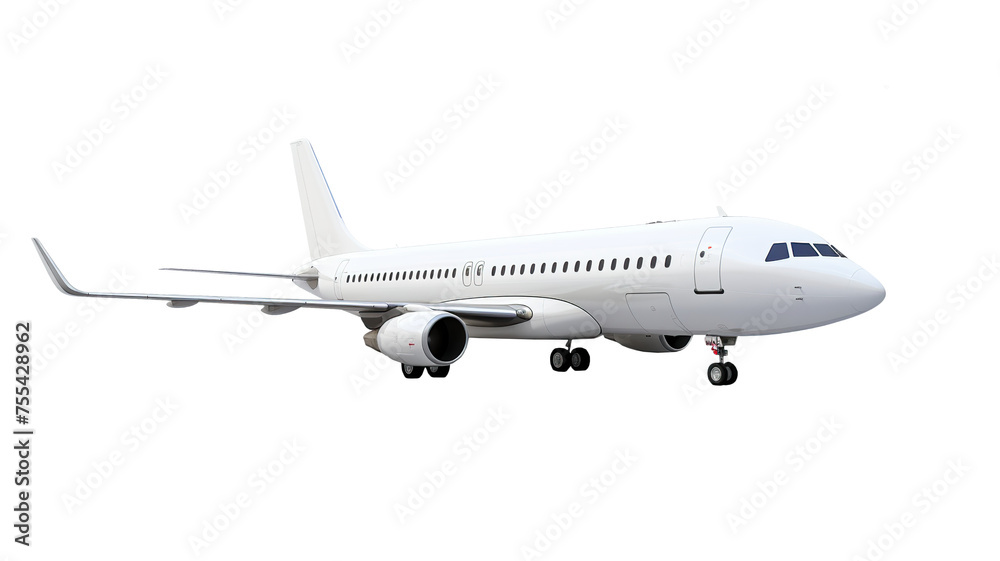 A passenger aeroplane isolated against a clean white background A passenger aeroplane isolated against a clean white background