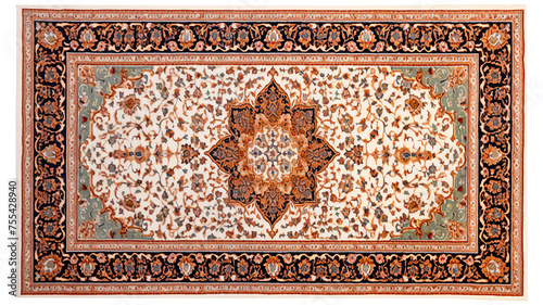 decorative carpet on the ground, isolated against a pure white background