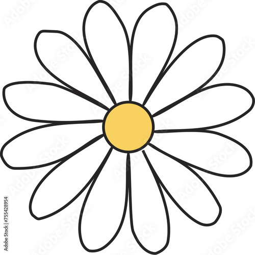 Single hand drawn Simple minimalist white daisy flower vector illustration art