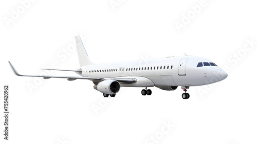 A passenger aeroplane isolated against a clean white background