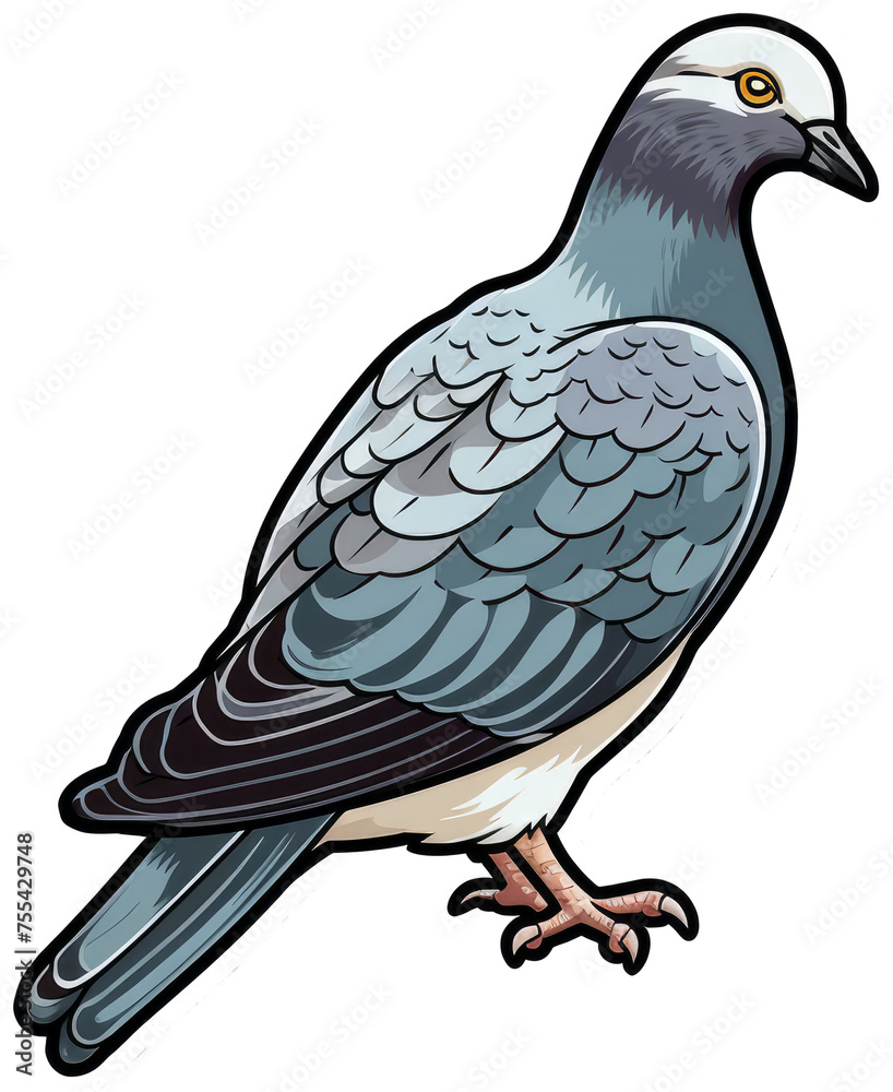 Fototapeta premium Pigeon colorful cartoon sticker