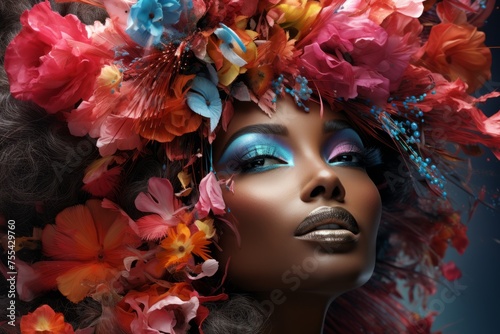 Ethereal floral portrait with vibrant blooms and dynamic composition