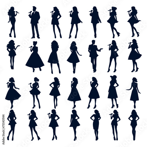 flat design pop singer silhouette collection