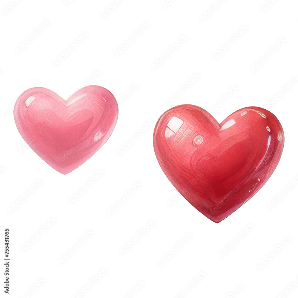 watercolor red heart love icon