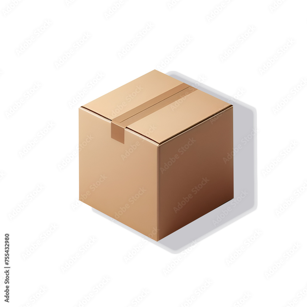 Mockup of closed cardboard box taped up for delivery service isolated ...