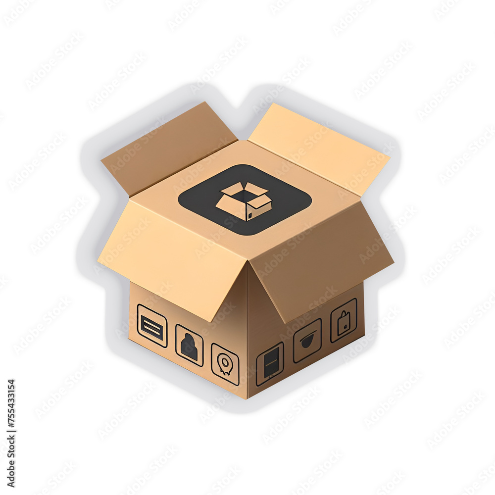 Mockup of opened cardboard box for delivery service isolated on a ...