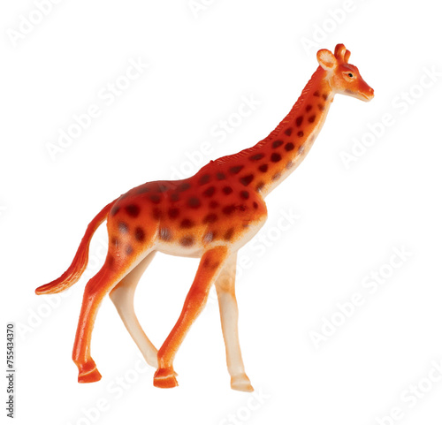 Plastic giraffe toy  isolated on white background.