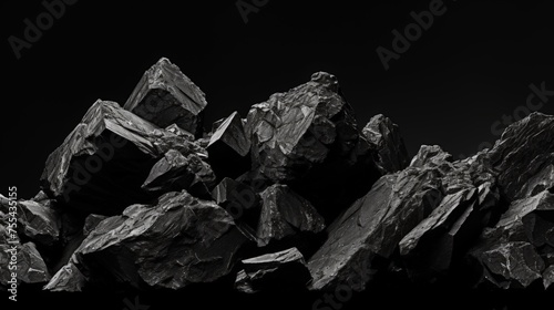 Black coal like rocks form background pattern
 photo