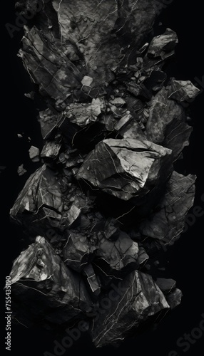 Black coal like rocks form background pattern 
