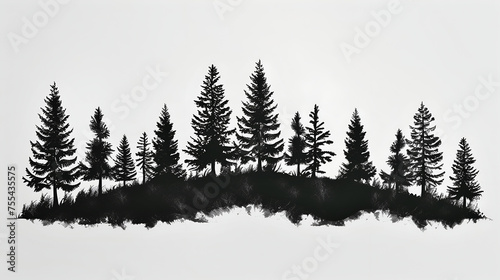 silhouette of a tree, winter forest landscape