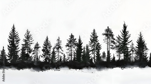 silhouette of a tree, winter forest landscape © CHAIYAPHON