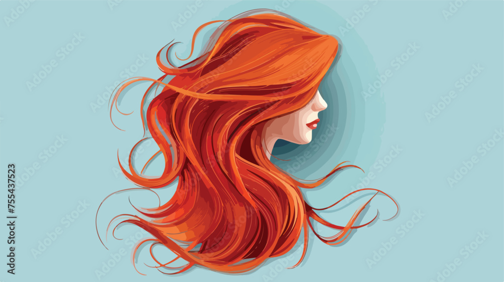 illustration of hair girl with prints and pattern
