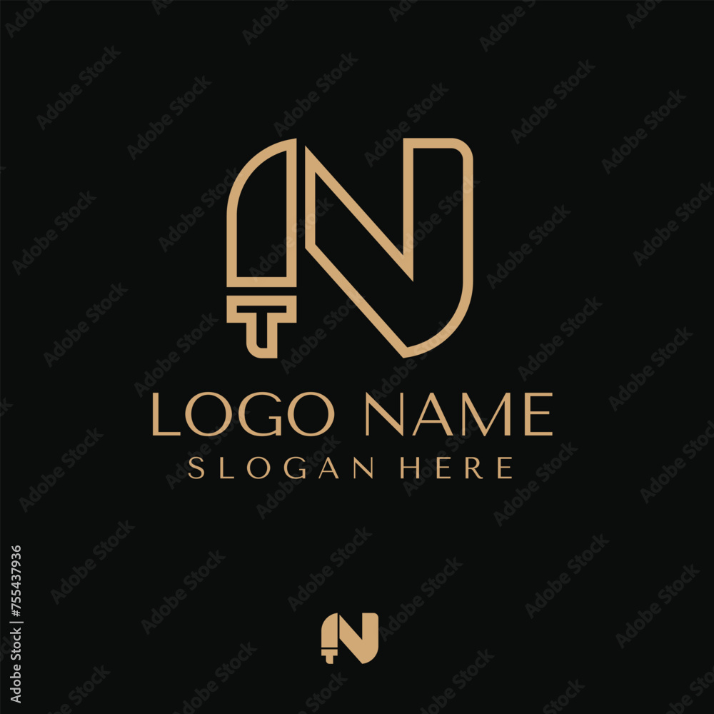Vector Graphic Design Letter N Logo Meat Cutter Logo Design Vector Graphic Design Letter N Logo Meat Cutter Logo Design