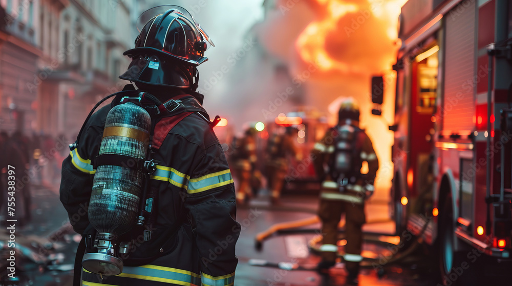 In to the fire, a Firefighter searches for possible survivors In to the fire, a Firefighter searches for possible survivors