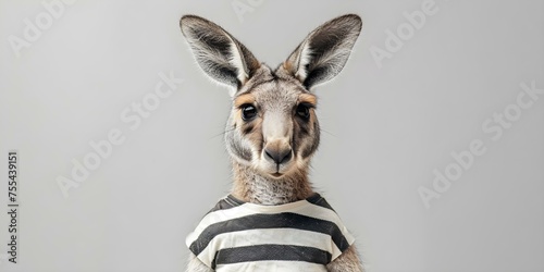 Kangaroo in black and white striped . Concept Animal Photography, Monochrome Outfits, Striped Patterns, Wildlife Portraits, Australian Wildlife photo
