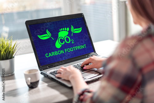 Carbon footprint concept on a laptop screen