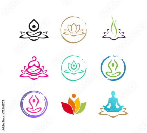 SPA AND YOGA LOTUS LOGO SET COLLECTION