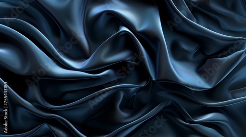 Blue satin wavy fabric cloth background 