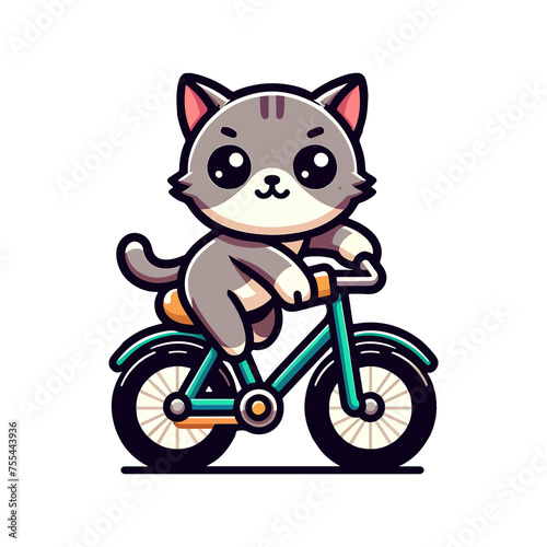 cartoon cute cat riding bicycle icon character © Mubris Design