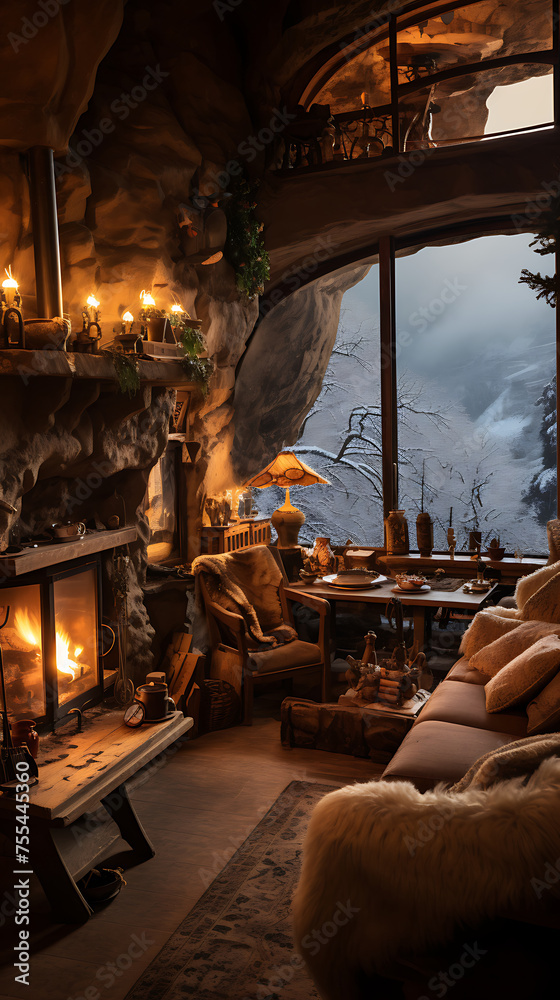 Cozy Cave Home in Winter Wonderland