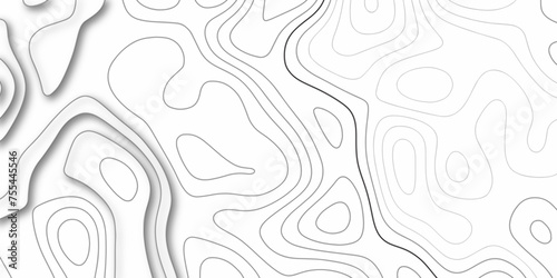 Modern Terrain topographic map. Mountain contour height lines background. paper texture Imitation of a geographical map shades. Black and white abstract background vector. 3D waves. Marble texture.
