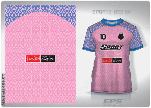 Vector sports shirt background image.pink blue fence gate pattern design, illustration, textile background for sports t-shirt, football jersey shirt.eps