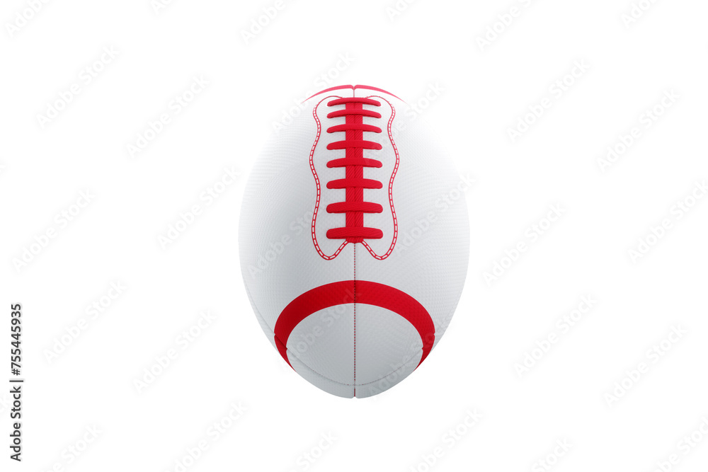 American football ball red and white style isolate on a white background. Playoff games, professional championship. Sports, design. 3D renderer. American football ball red and white style isolate on a white background. Playoff games, professional championship. Sports, design. 3D renderer.