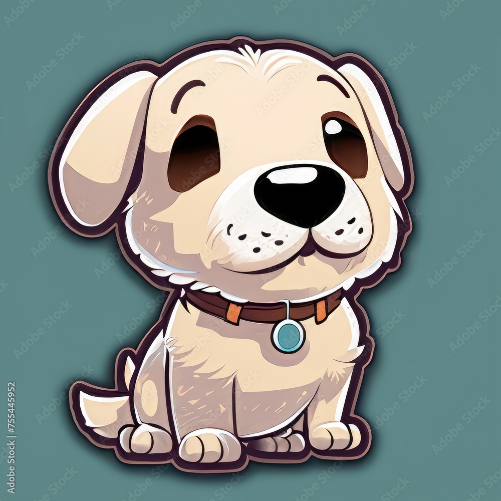 Fototapeta premium Cute dog cartoon character sitting