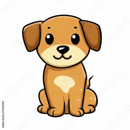 Cute dog cartoon character sitting