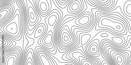 Modern Terrain topographic map. Mountain contour height lines background. paper texture Imitation of a geographical map shades. Black and white abstract background vector. 3D waves. Marble texture.