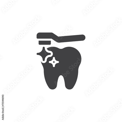 Tooth and toothbrush vector icon
