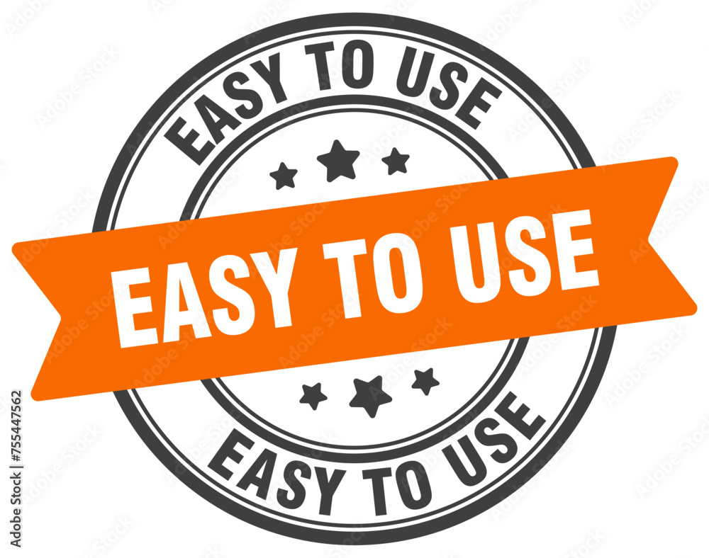 easy to use stamp. easy to use label on transparent background. round sign easy to use stamp. easy to use label on transparent background. round sign