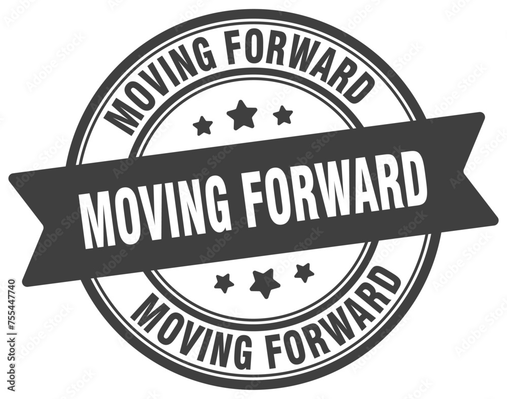 moving forward stamp. moving forward label on transparent background. round sign