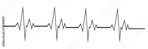 Black heartbeat line icon.  vector file  illustration.  photo