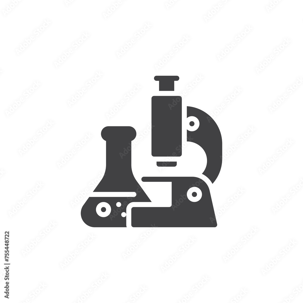 Microscope and test tube vector icon