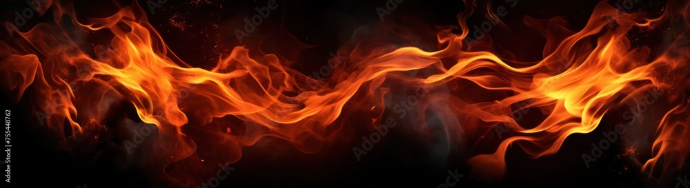 Fire flames border on black background Fire flames border on black background