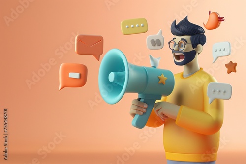 cartoon character holding a megaphone