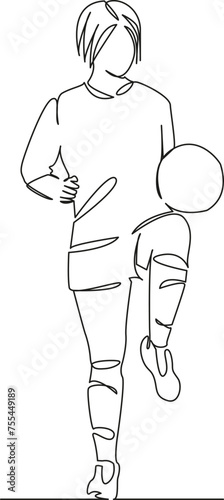 female soccer player hits