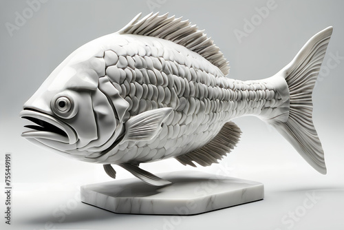 Marble fish figurine. Digital illustration. photo