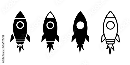 Vector rocket icon set, clip art space ship illustration colelction, decorative element variations photo