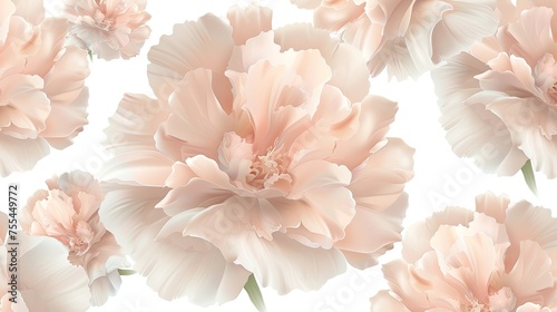 Elegant soft peach carnations on white