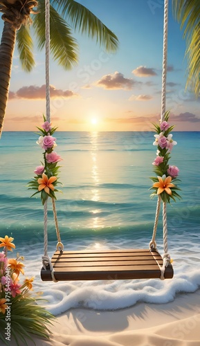 swing on the beach near the water