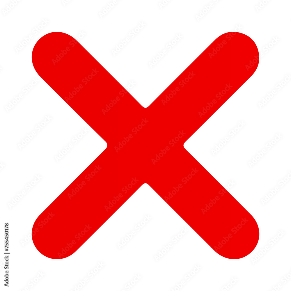 Obraz premium Cross Red Color Symbol PNG Image. No, Wrong Sign. Graphic Design Element.