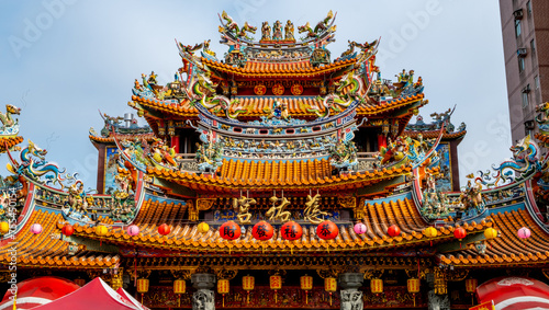 Landmark Songshan Ciyou Buddhist Temple in downtown Taipei