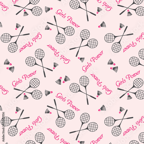 Badminton sports rackets pattern  girl wear design