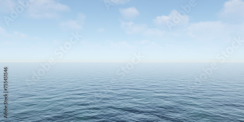 Large body of water under cloudy blue sky 3d render illustration