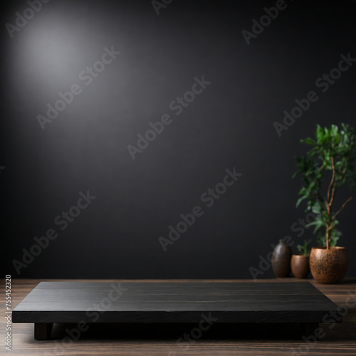 Empty space for product presentation with clean black background