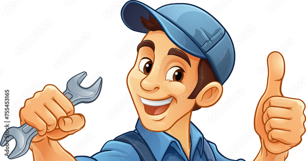 Mechanic Plumber Cartoon Wrench Spanner Handyman Mechanic Plumber Cartoon Wrench Spanner Handyman