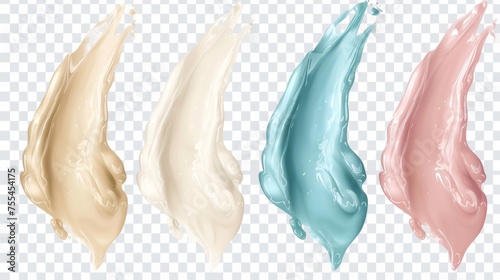 Scrub cream swatches isolated on transparent background. Modern illustration of cosmetic skin care product, creamy texture substance with scrubbing particles, body cleanser.